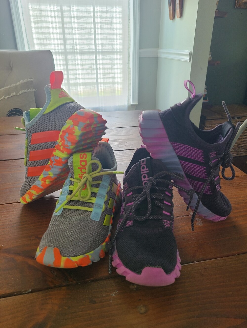 2 PAIR -Adidas Kids' Sneakers - Neon Green/Blue & Black/Purple - Toddler 12.5